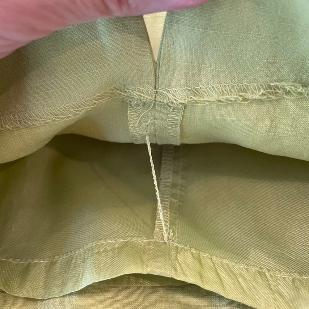 Linen Blend Silk Club Collection Chic Lime Wide-Leg Women’s Pants - Picture 5 of 7